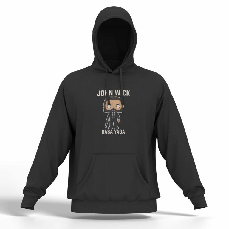 T-shirt noir floqué de la version mini du célèbre assassin avec costume et arme